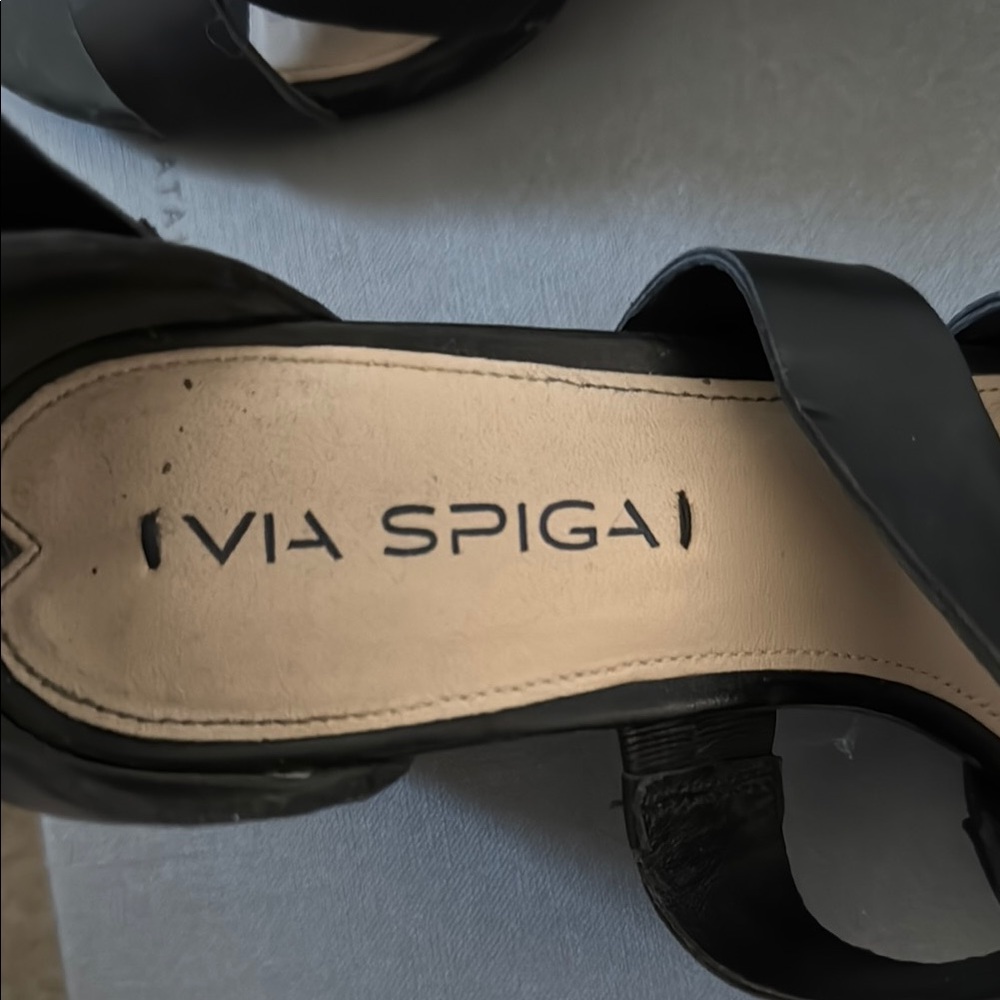 Via Spiga Black Heeled Sandals with Chunky Heel - Picture 2 of 5